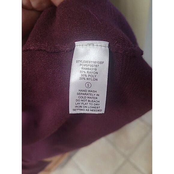 evolution Women's Cardigan Sweater with Button Detail - Wine (Size Small) - Picture 4 of 5